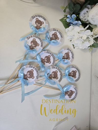 🧸 Топери с мече и пожелания – за сладка детска украса 💙