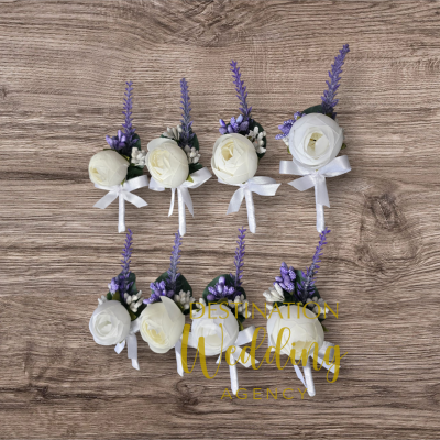 Бутониера с лавандула и божур (2)