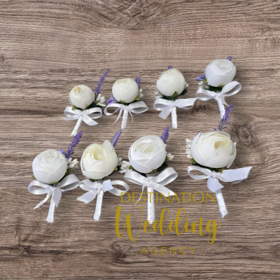 Бутониера с лавандула и божур (2)