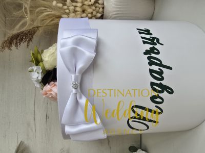 Кръгла кутия за подаръци/кауза бежово-розова украса