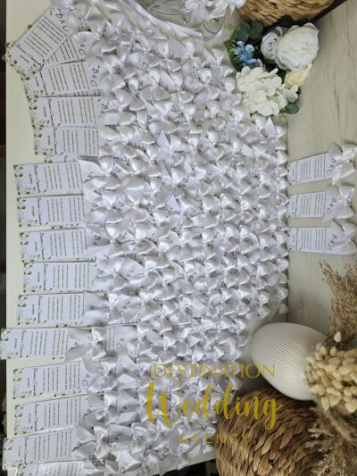 Книгоразделител с панделка бял дизайн – подарък за гостите на сватбата