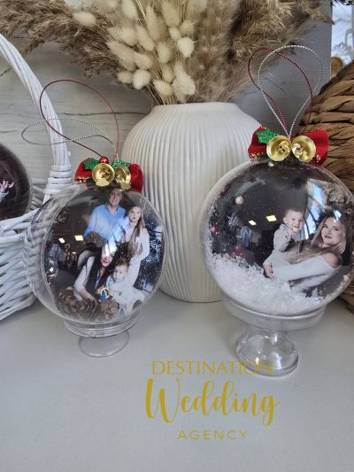 Персонализирана коледна топка със снимки от двете страни – 10 см 🎄❤️
